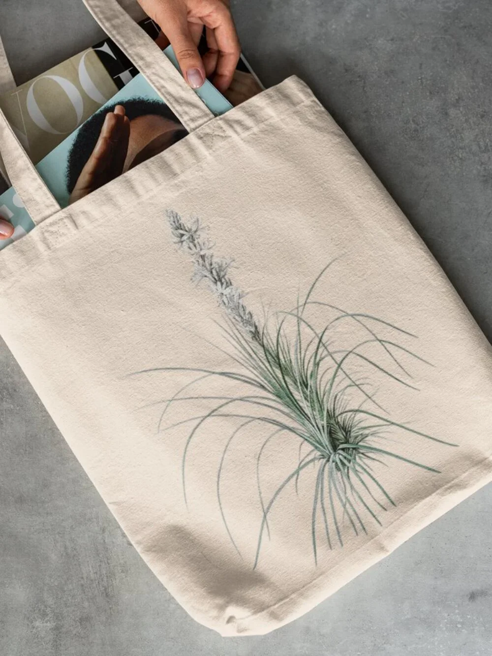 Asphodeline Vintage Floral Print Graphic Canvas Tote Bag